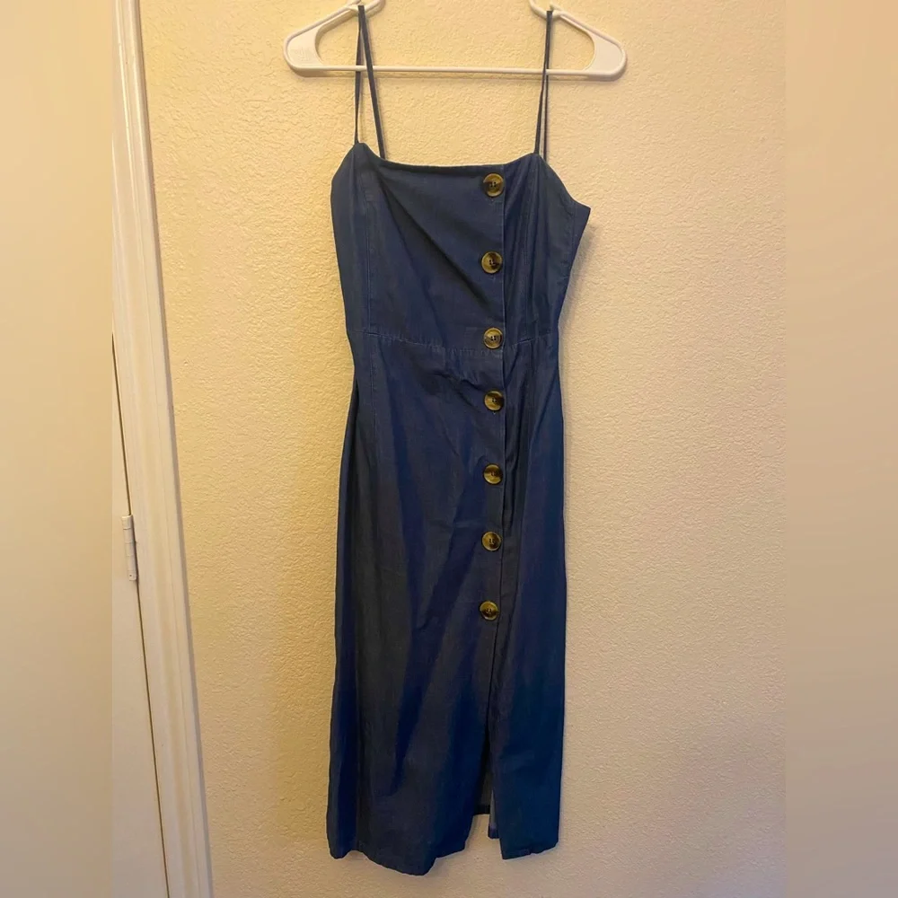 Denim Button Front Dress - Picture 1 of 3